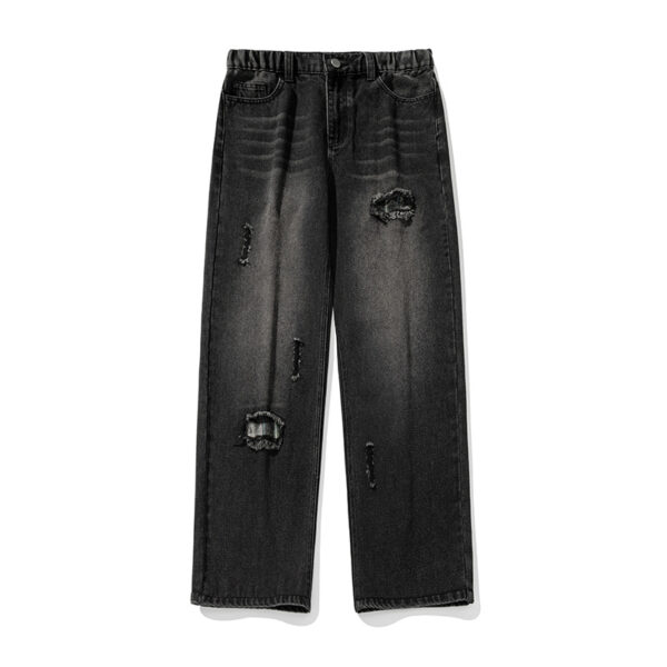 Ripped Plaid Washed Jeans - Image 6