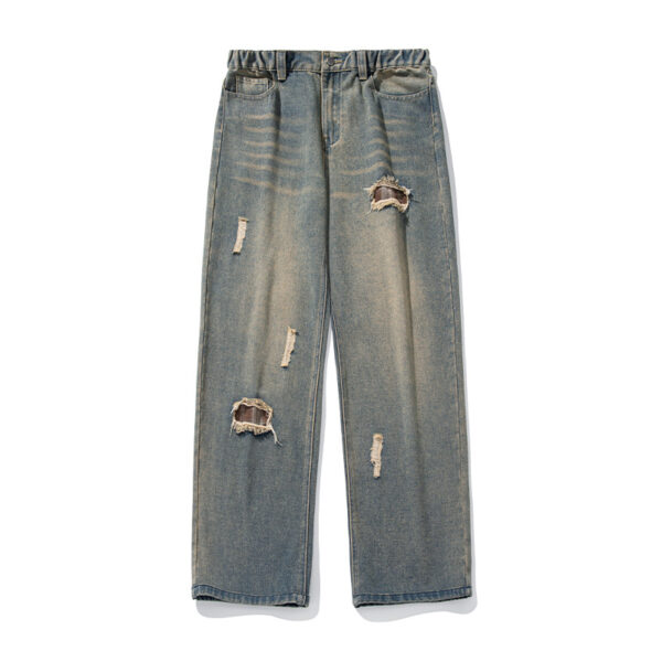 Ripped Plaid Washed Jeans - Image 6